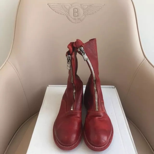 Guidi 310 Series Front Zipper And Ankle Boots In Red