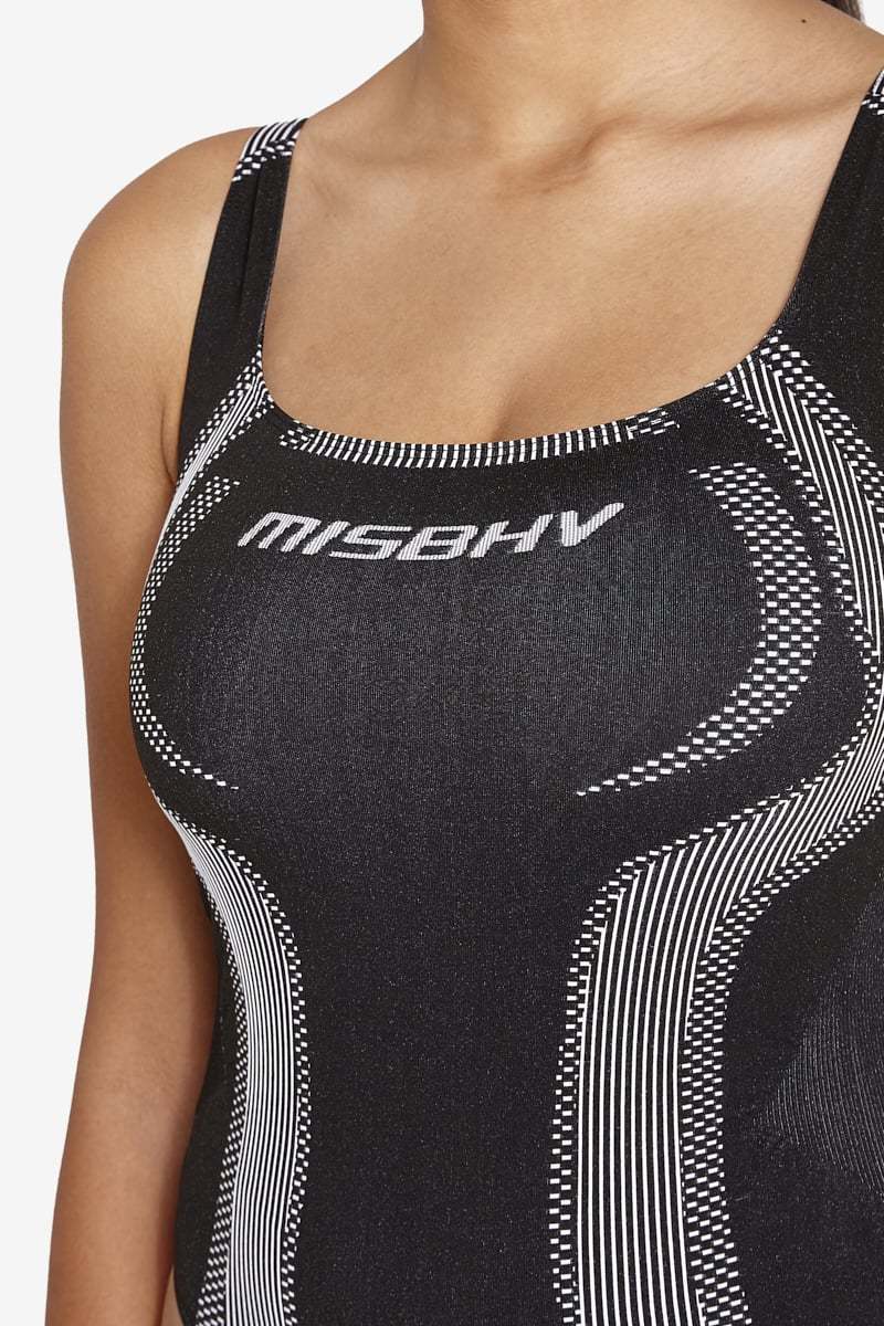 Misbhv Black And White Sport Active Wear Jumpsuit In Black