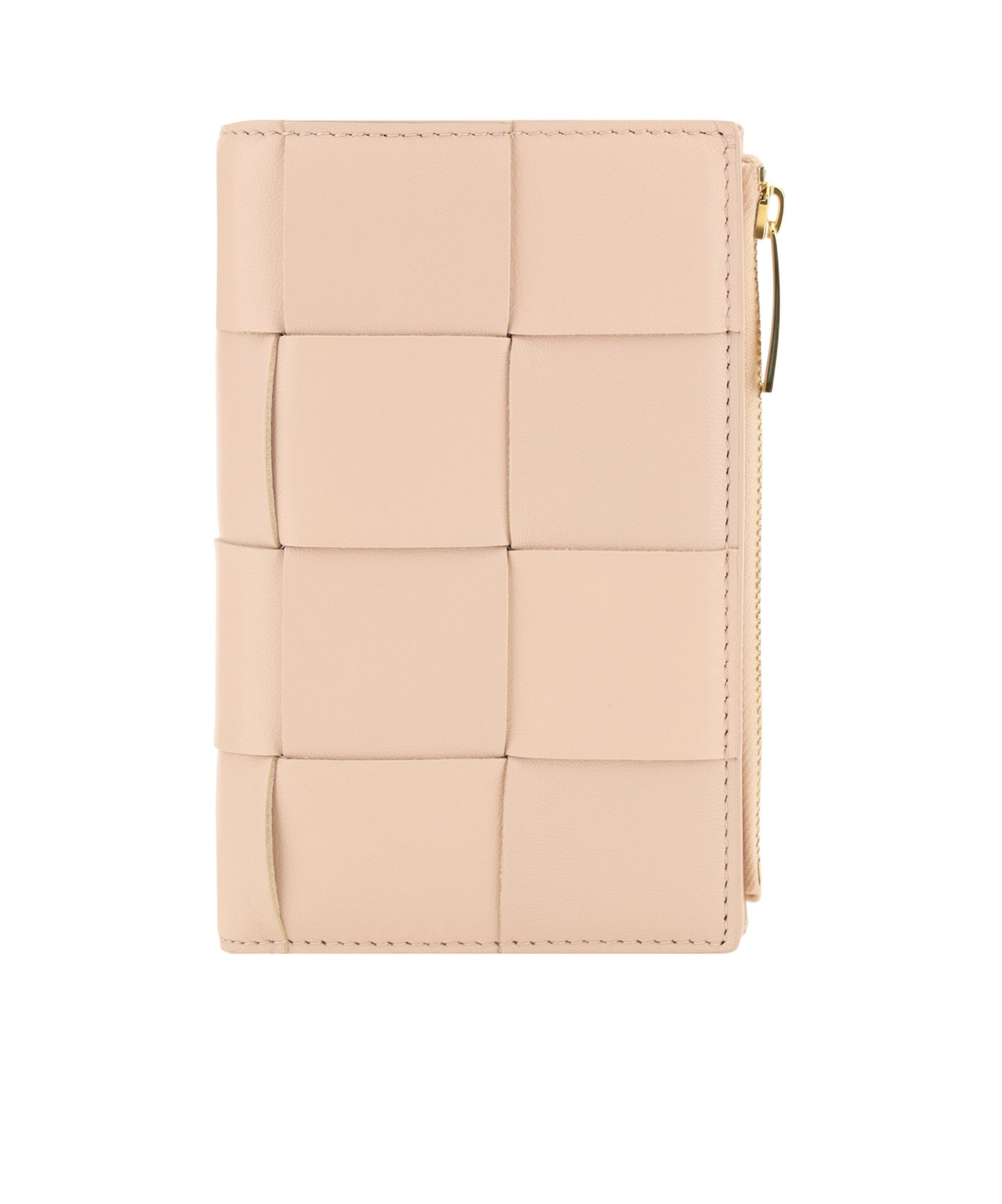 Bottega Veneta Double Fold Zipper Purse In Nude