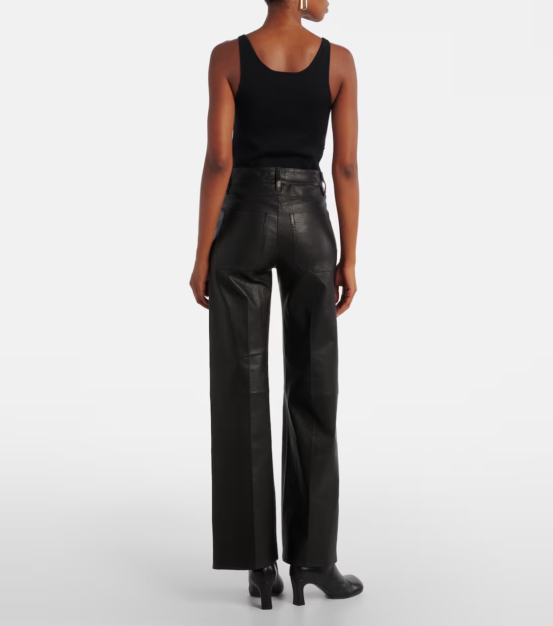 Frame High-waisted Casual Pants In Black
