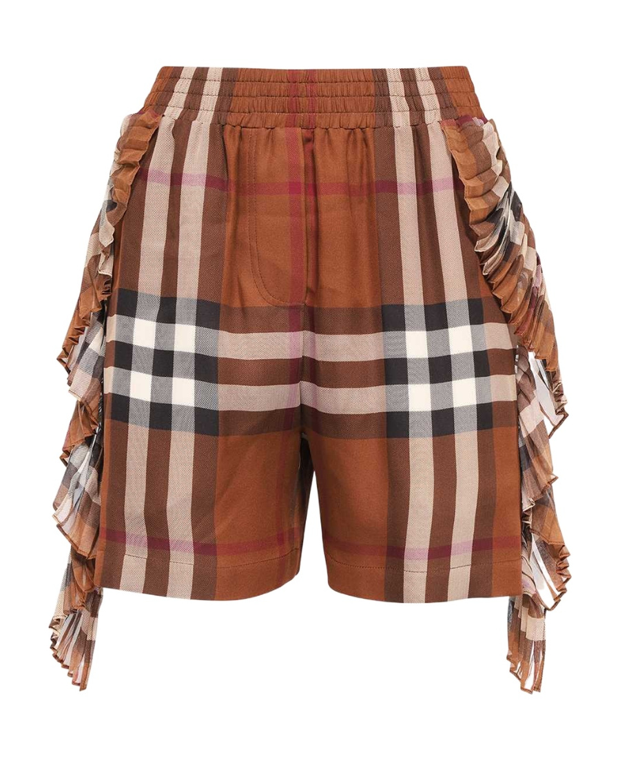 Burberry Check-print Silk Shorts In Brown