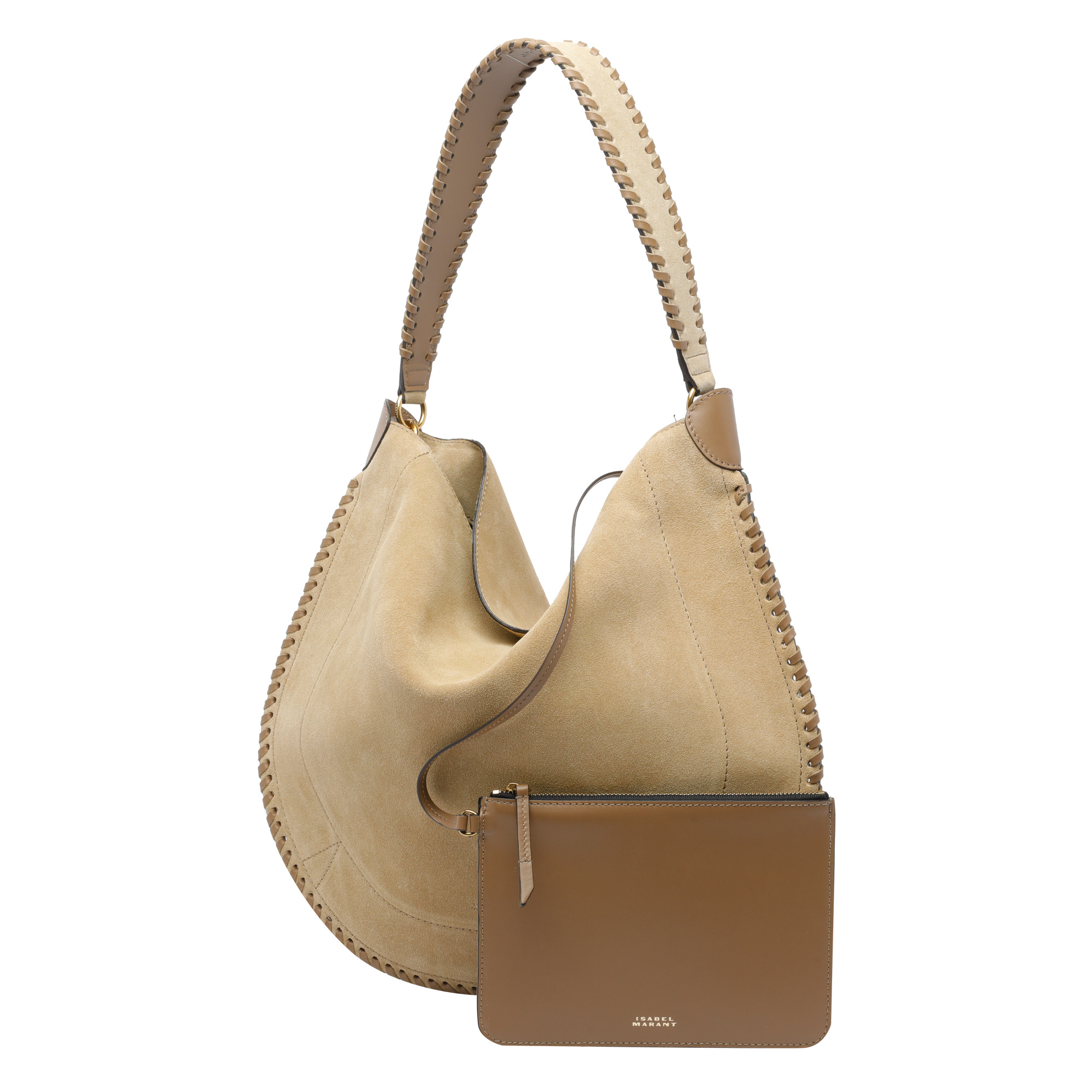 Isabel Marant Oskan Braided-trim Suede Shoulder Bag In Brown