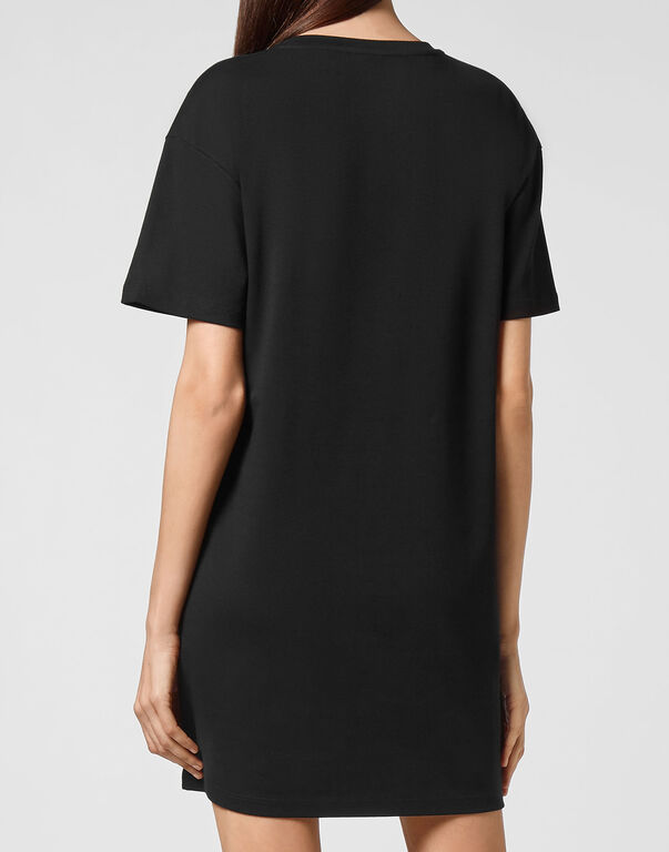 Philipp Plein Logo Details T-shirt Dress In Black