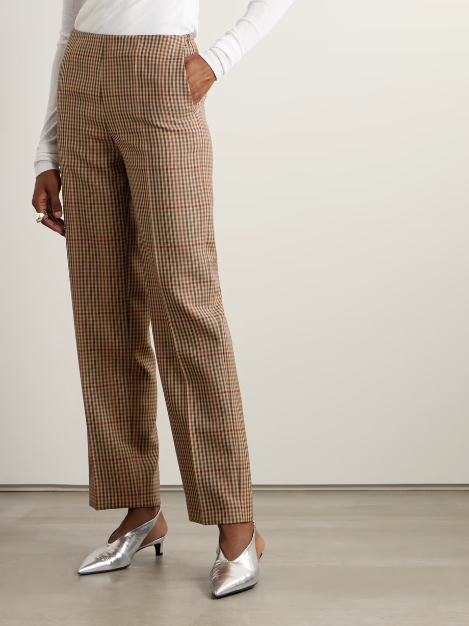 Dries Van Noten Check Straight Casual Pants In Brown