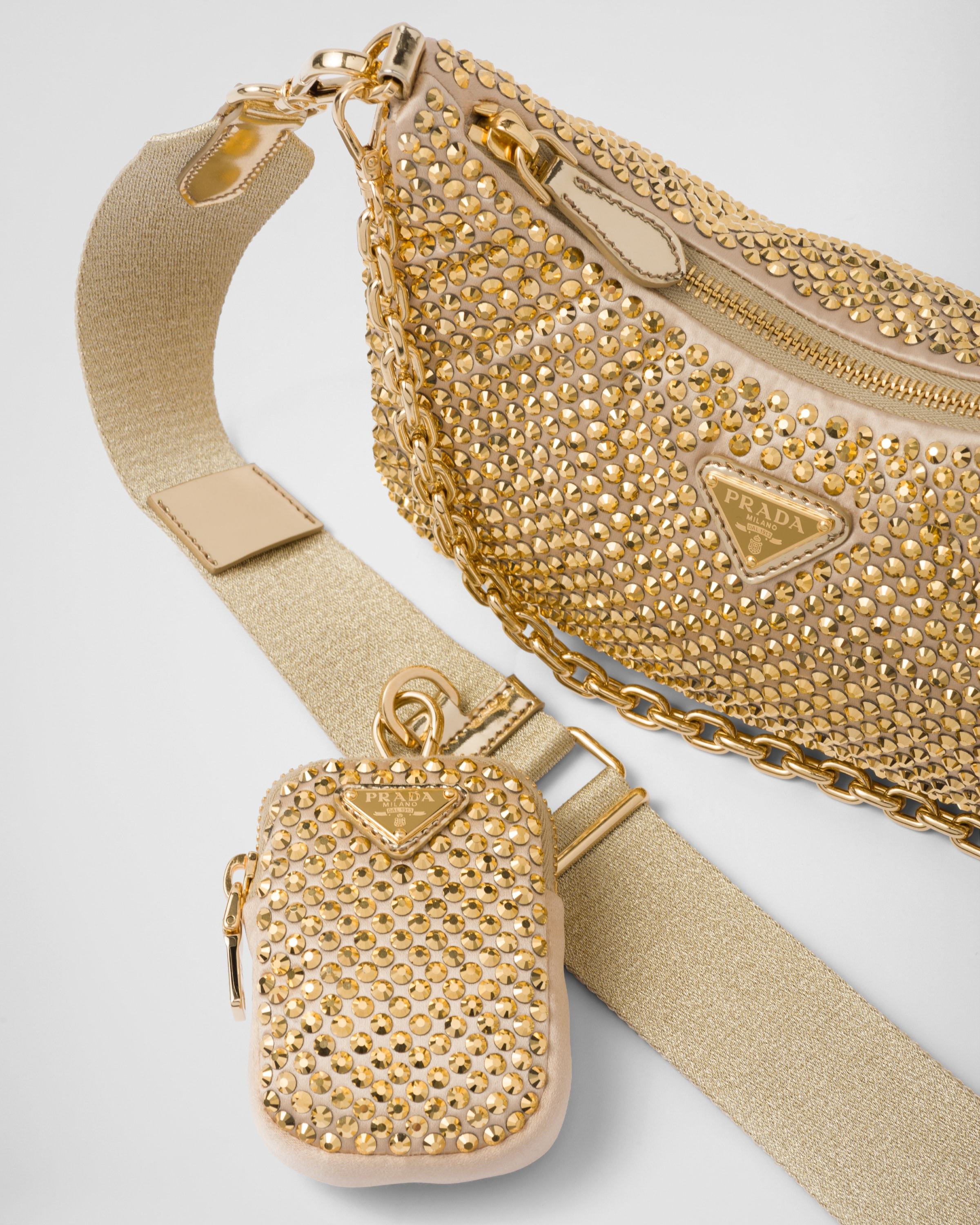 PRADA PRADA RE-EDITION 2005 SATIN BAG WITH CRYSTALS