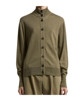 Peserico High-neck Long-sleeves Cardigan In Green