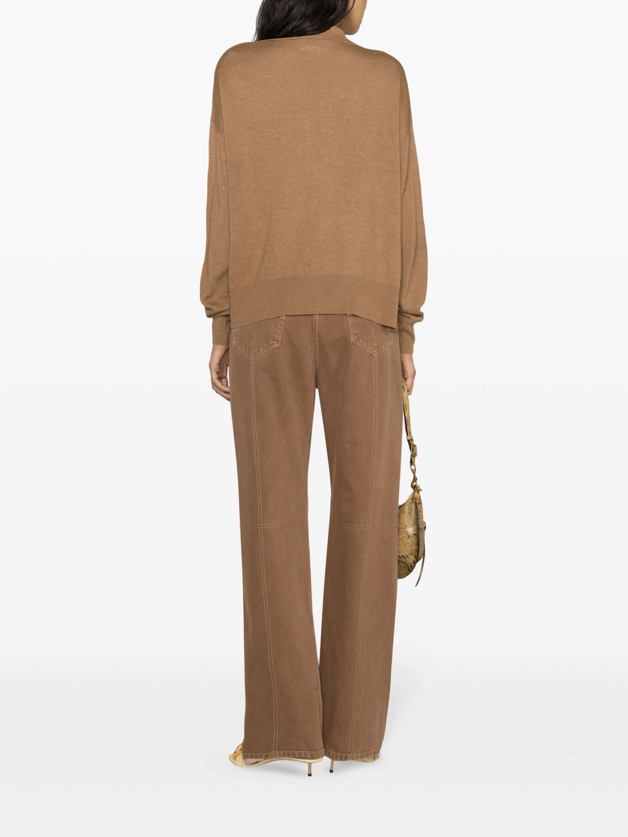 Isabel Marant Étoile Lapel Long-sleeved Sweater In Brown