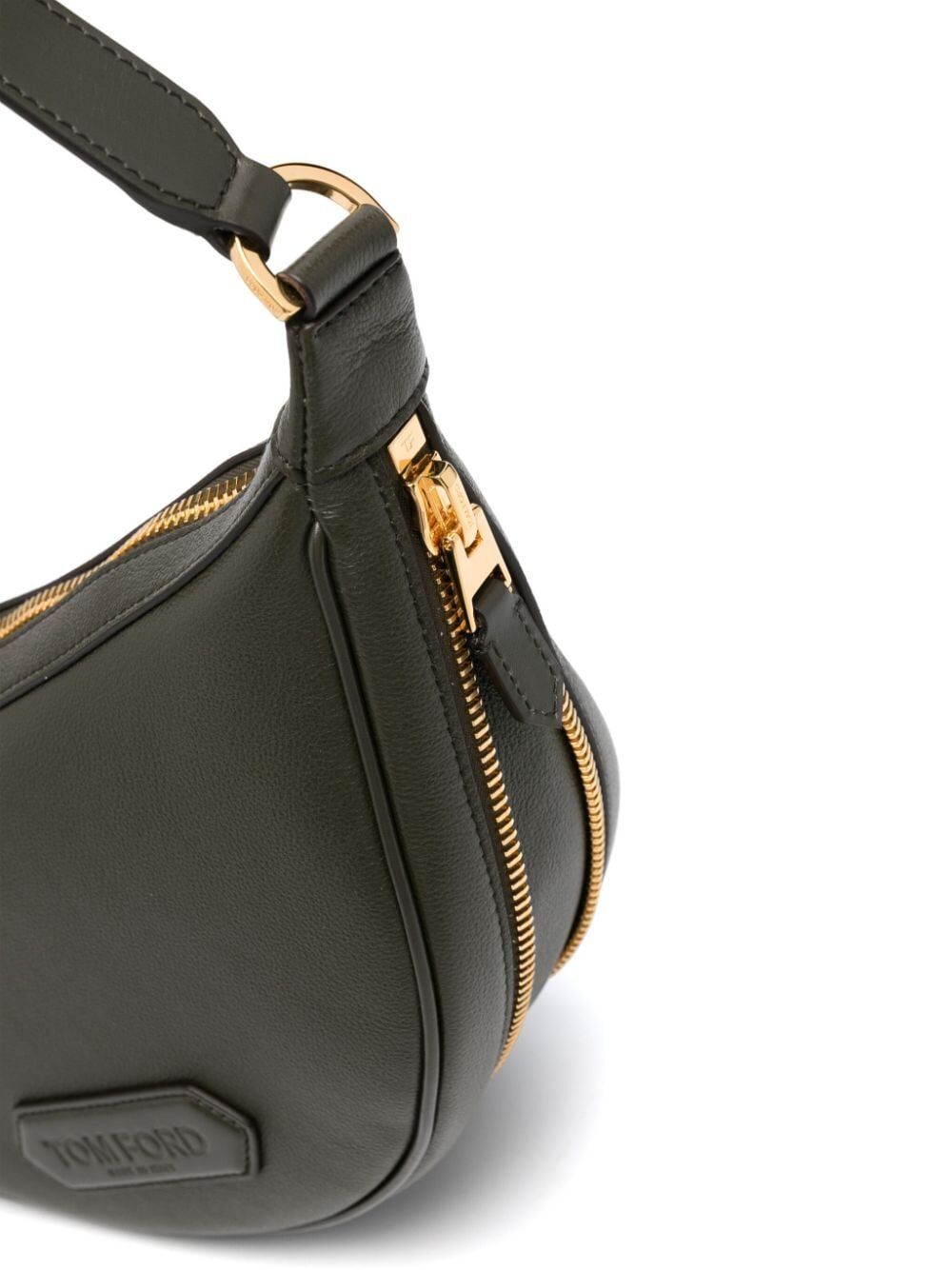 Tom Ford Black Crescent Leather Shoulder Bag In Black