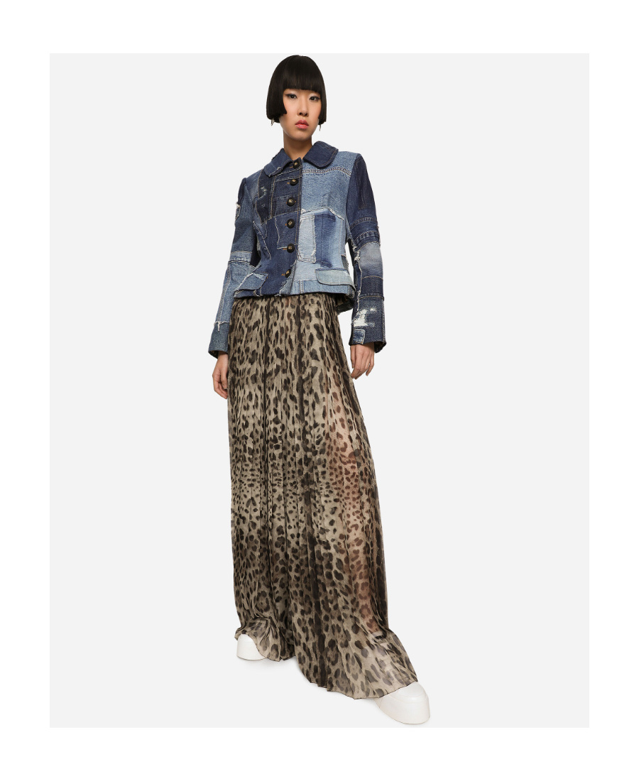 Dolce & Gabbana Leopard-print Chiffon Culottes In Multicolor