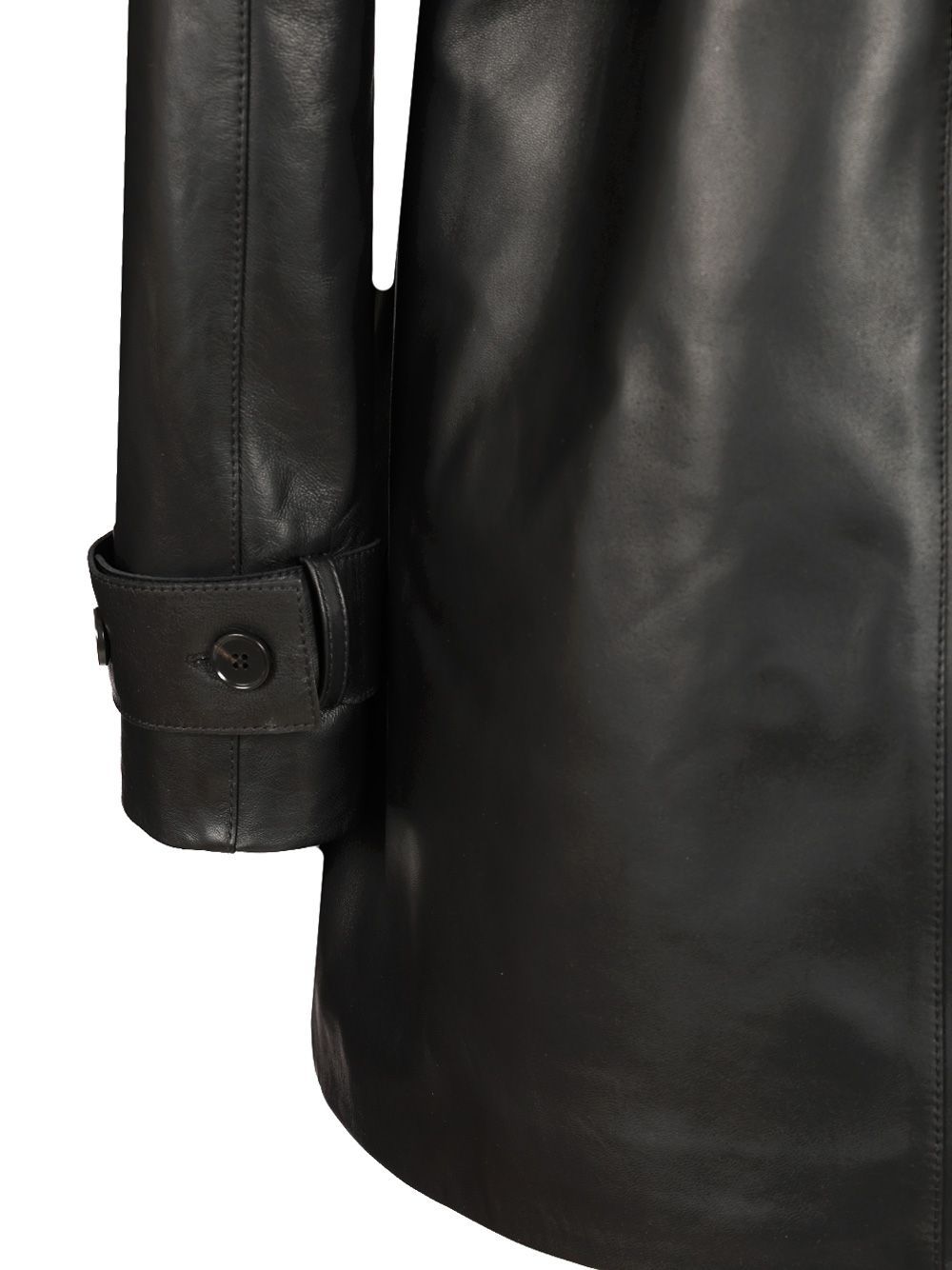 Arma Long Sleeve Lapel Leather Jacket In Black