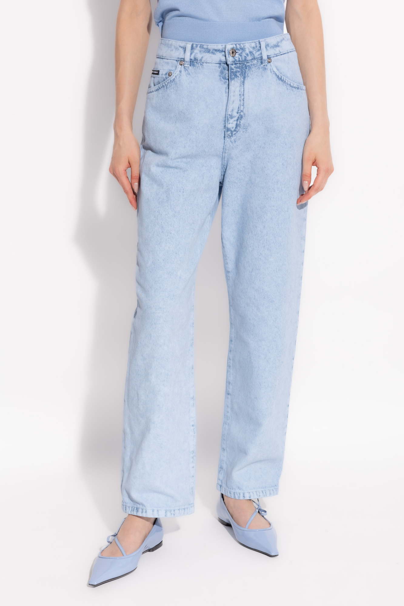 Dolce & Gabbana High-waisted Slim-legged Jeans In Blue