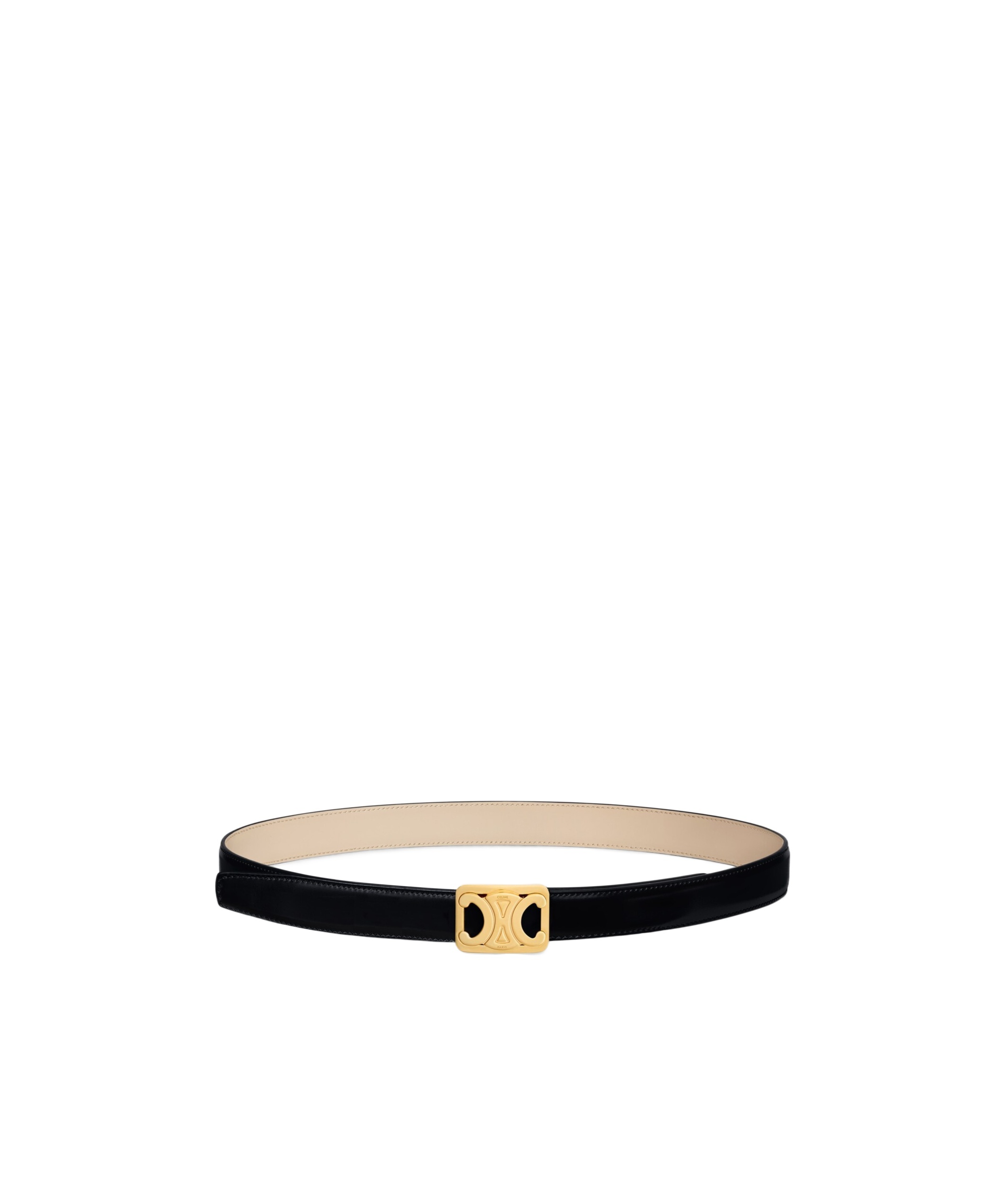 Celine Medium Reversible Framed Triomphe Belt In Taurillon In Black/nude