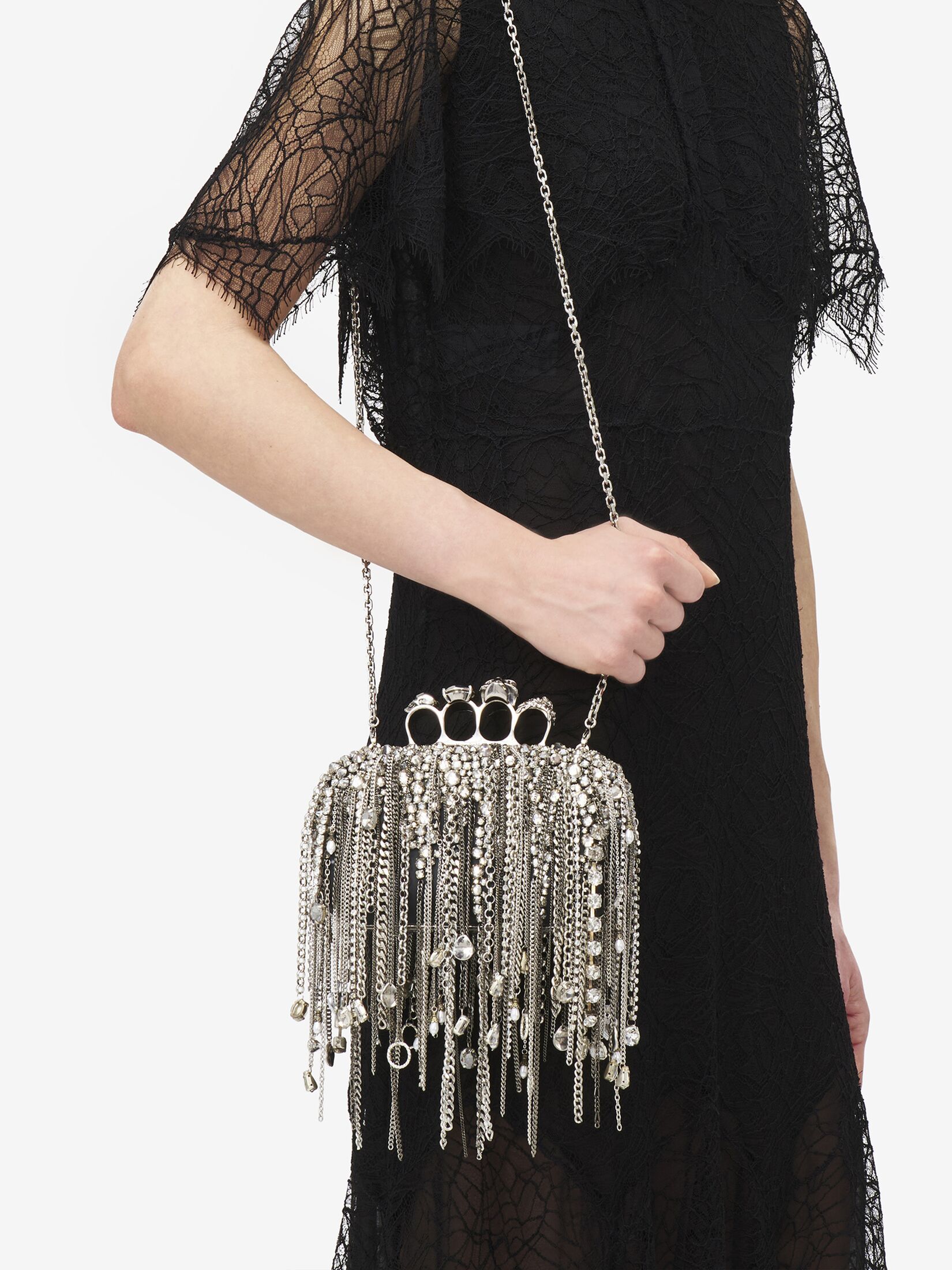 Alexander Mcqueen Knuckle Clutch With Hanging Chains