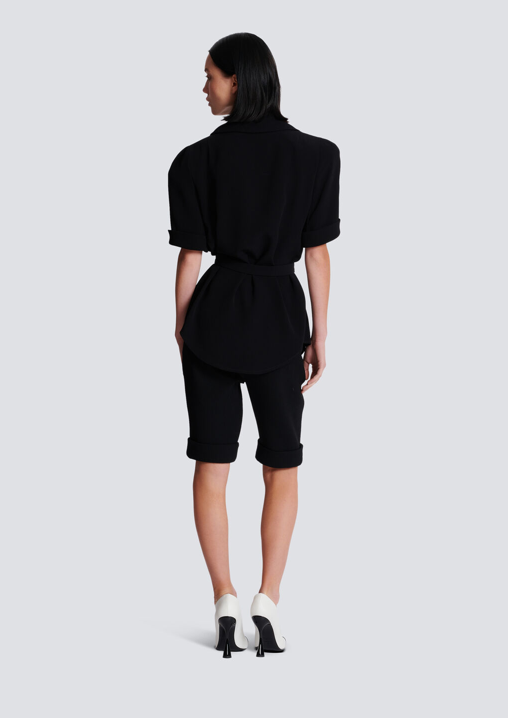 Balmain Ss 4 Pockets Crepe Saharian Shirt In Black