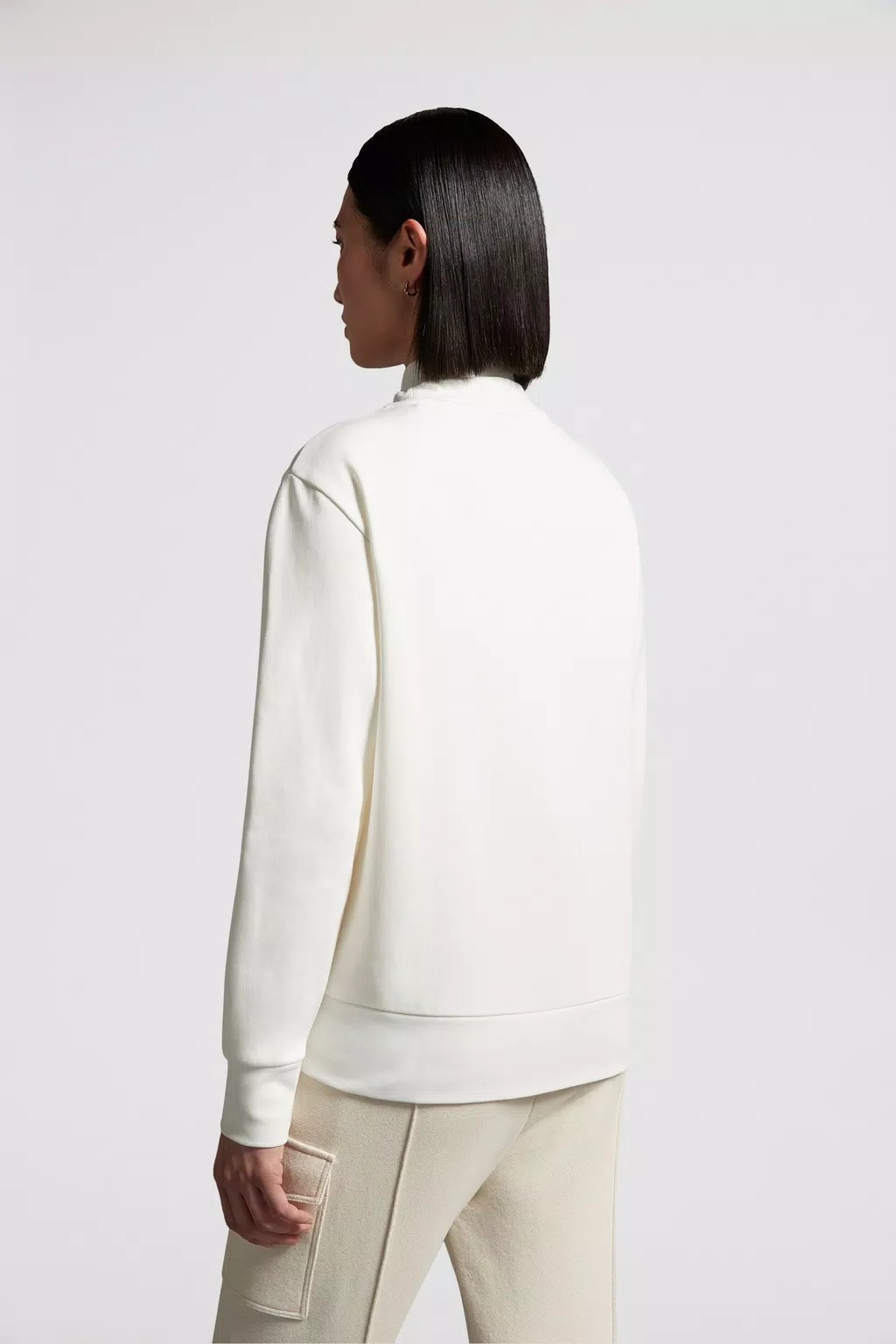 Moncler Logo Cotton-blend Jersey Sweatshirt In White