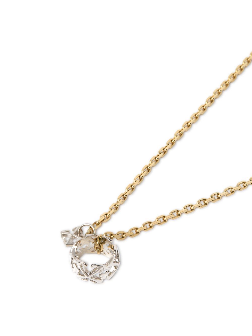 Off-white Bicolor Arrow + Ring Necklace In Yellow