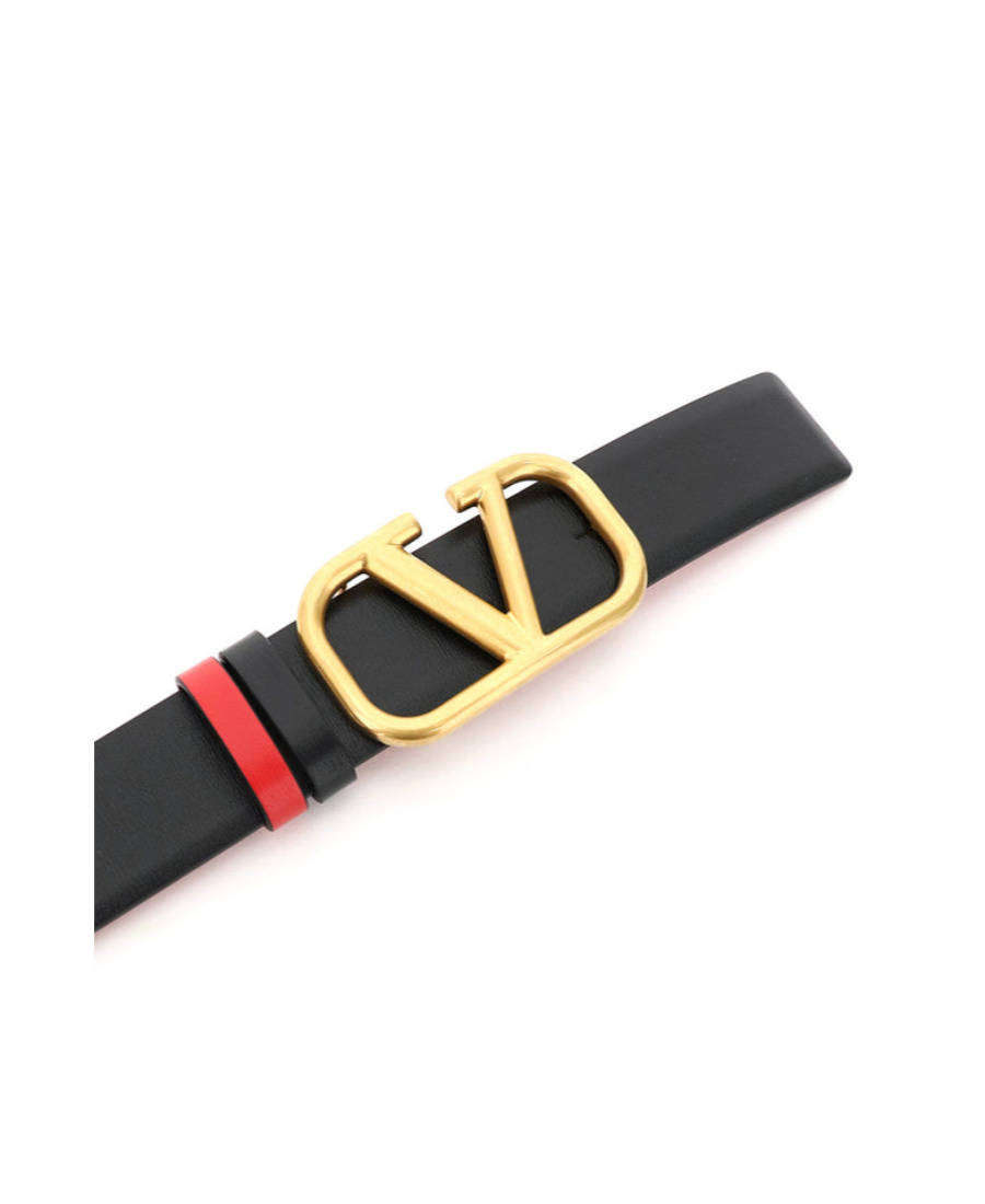 Valentino Logo Double-sided Belt In Black