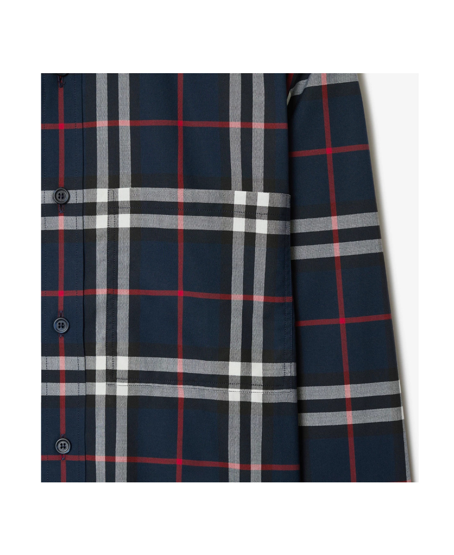 Burberry Check-pattern Cotton Shirt In Blue