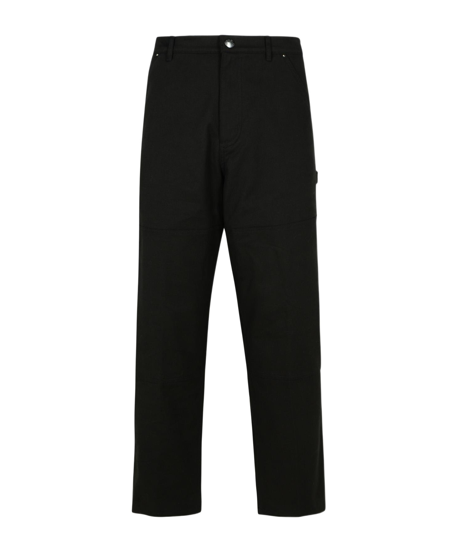 Shop Moncler Canvas Trousers In Black