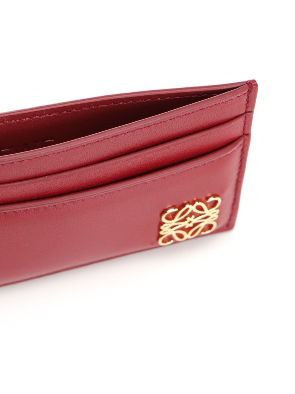 Loewe Anagram Embellished Leather Cardholder In Red
