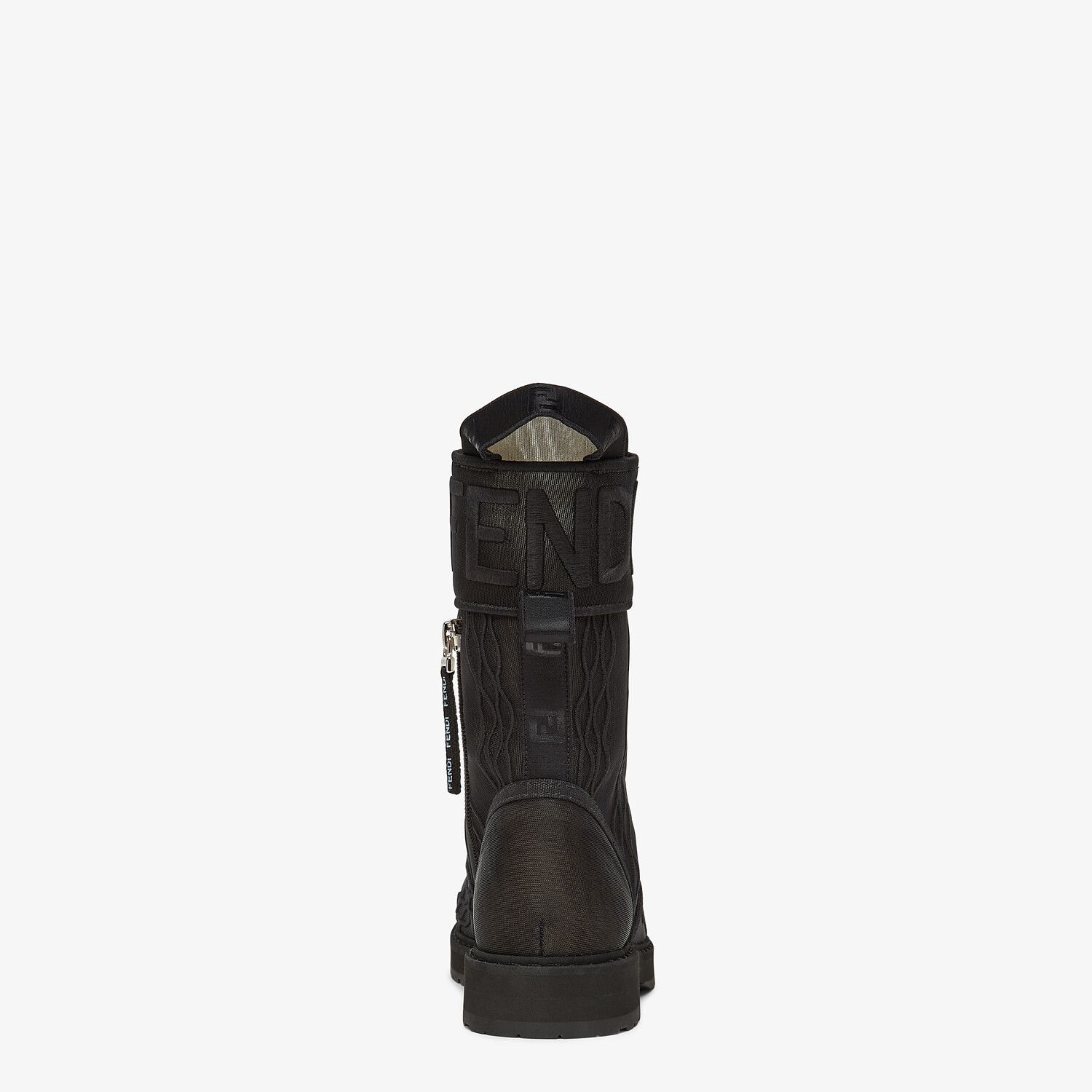 Fendi Signature Biker Embroidered Flat Boots In Black