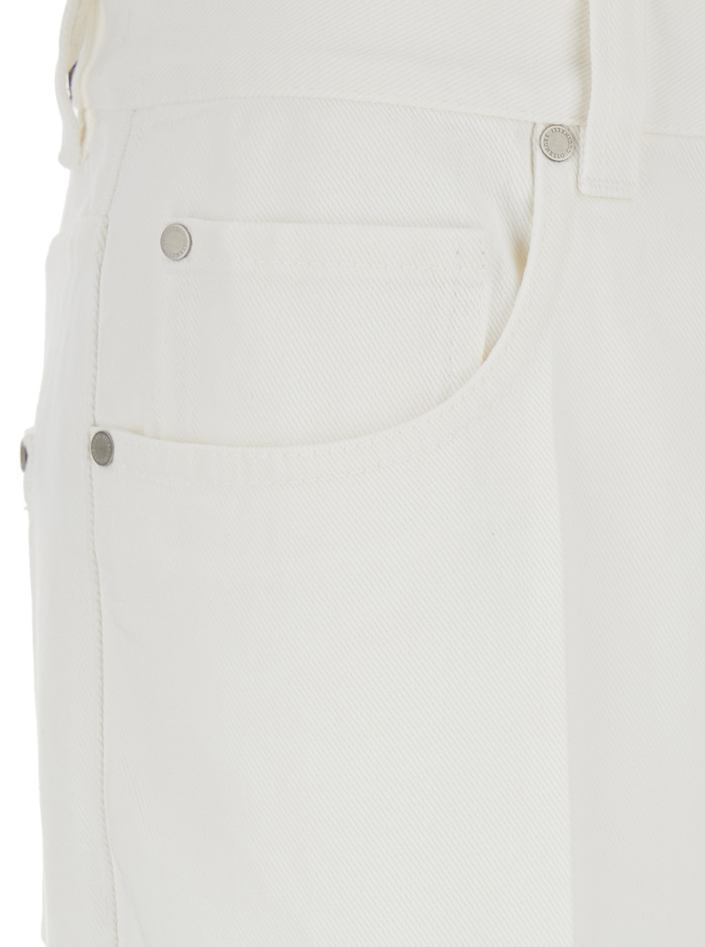 Brunello Cucinelli White Jeans With Wide Leg And Monil Detail On The Rear In Denim Woman