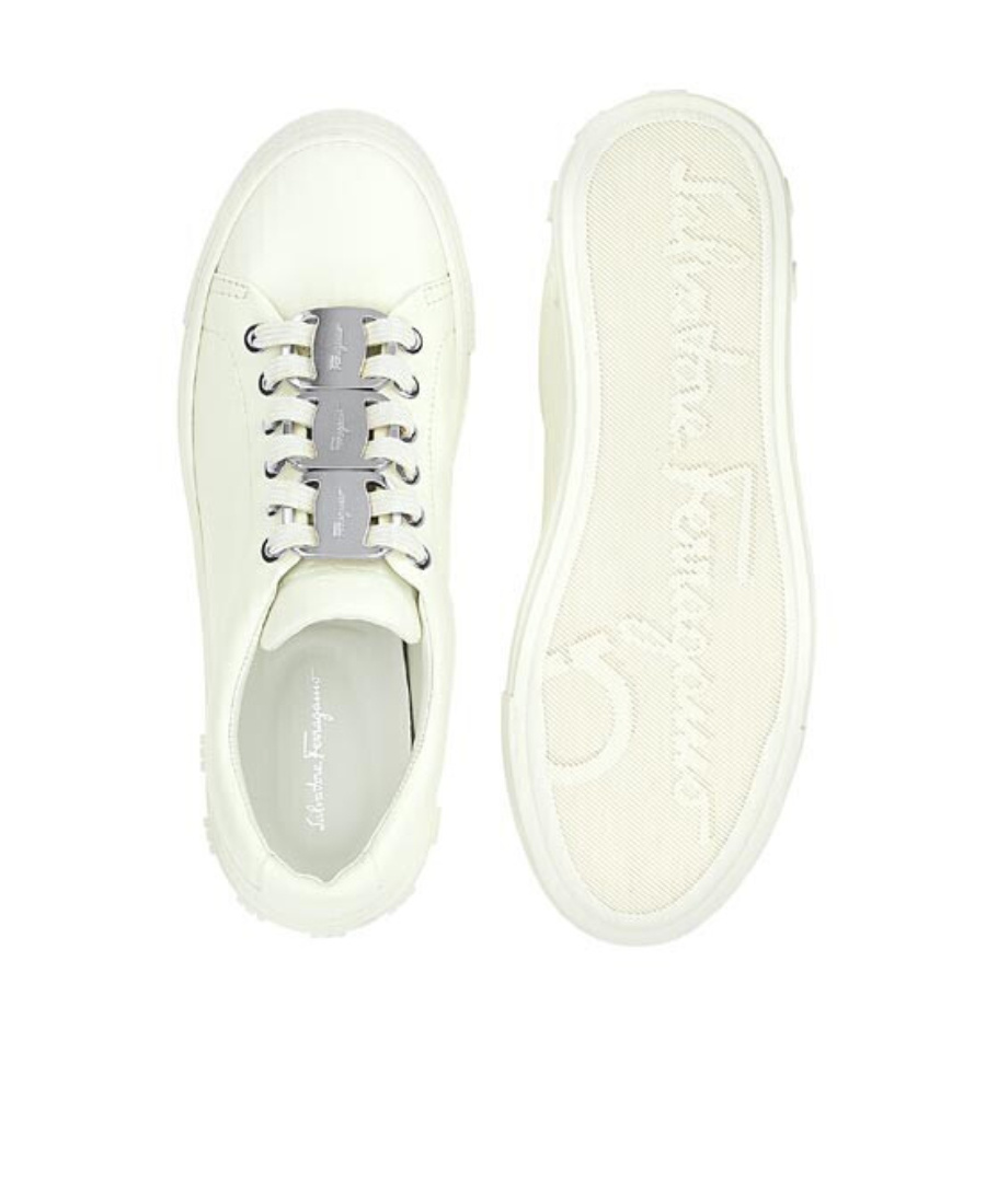 Ferragamo Nadine Lace-up Leather Trainers In White