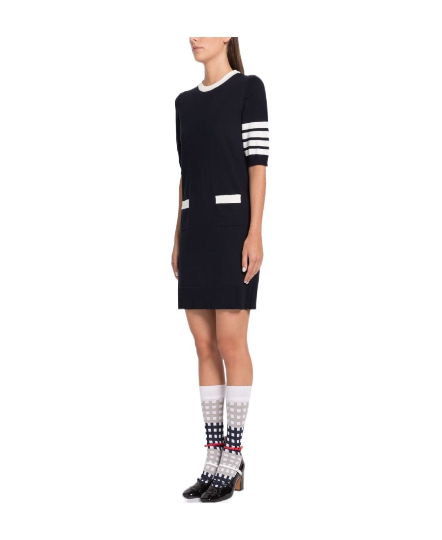 Thom Browne Hector-embroidery Knitted Minidress In Black