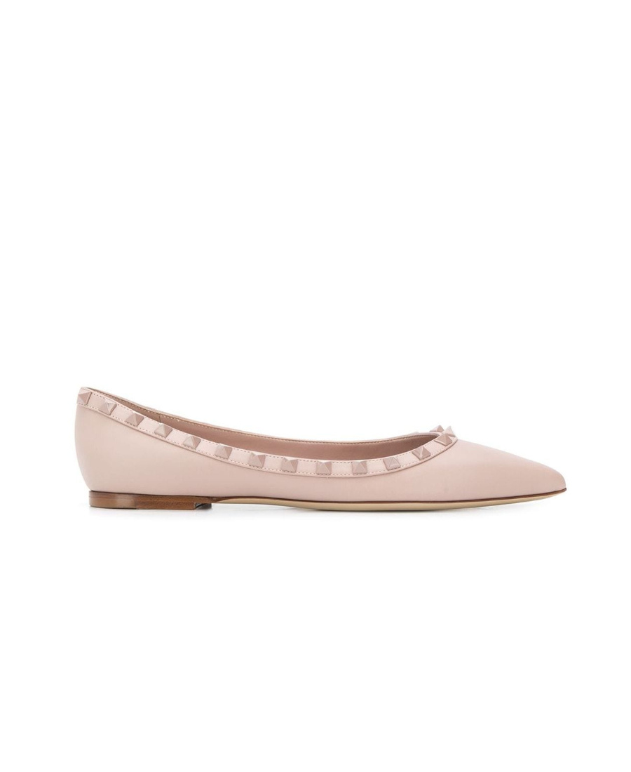 Valentino Garavani Patent Rockstud Ballet Flat Woman Poudre 40 In Nude