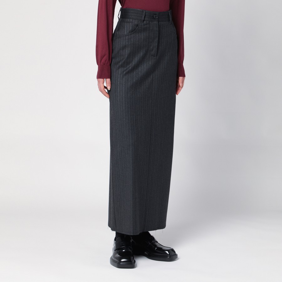 Department Five Department 5 Grey Pinstripe Wool-blend Skirt In Black