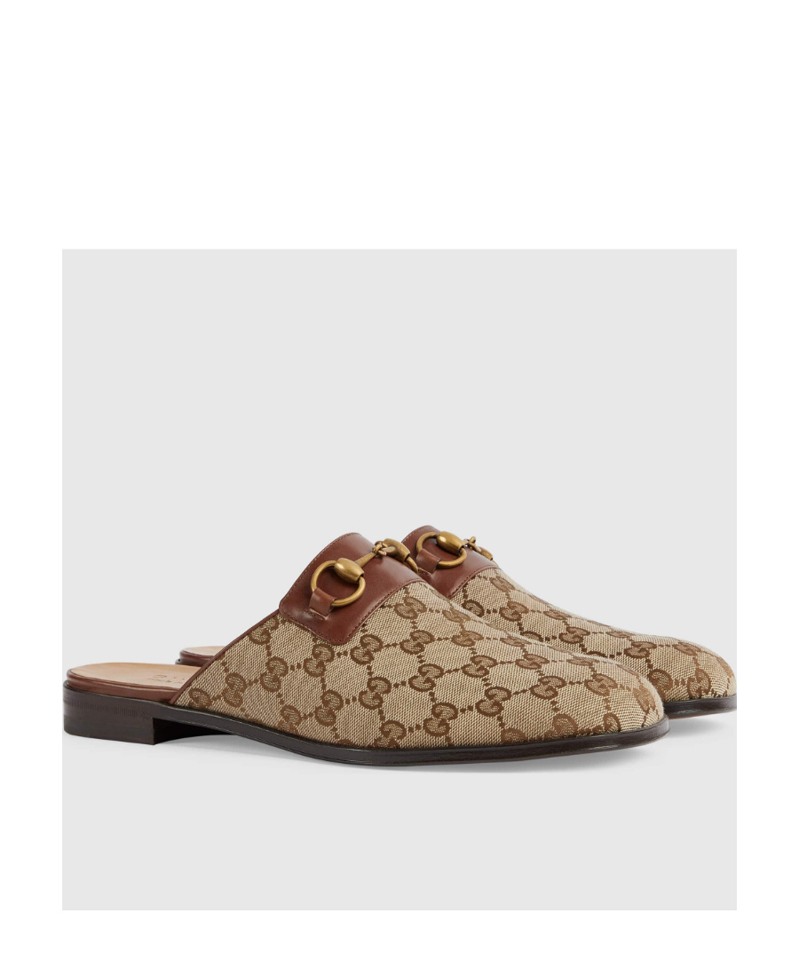 Gucci Monogram Canvas Slippers In Brown