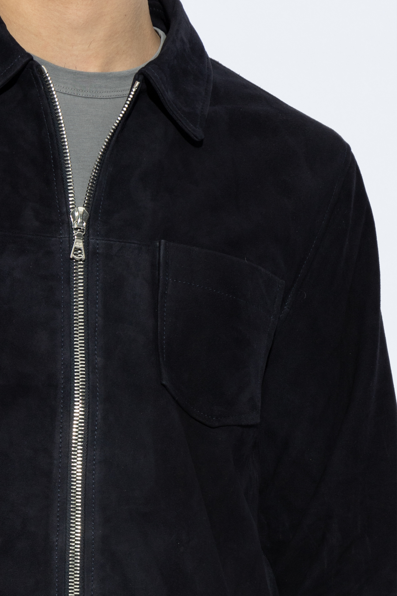 Shop Officine Generale Suede Jacket In Black