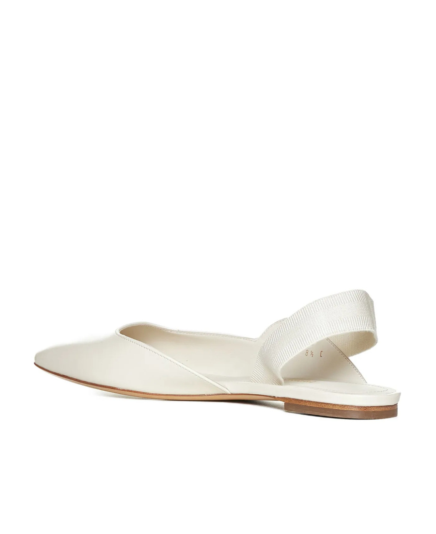 Shop Ferragamo Vara Ballet Flats With Exposed Heels In White