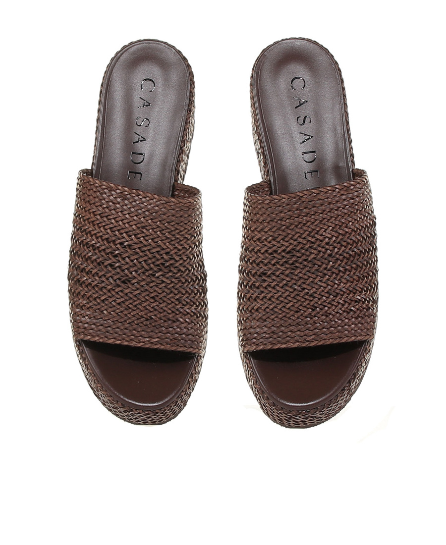 Casadei Interwoven Platform Wedge Sandals In Brown