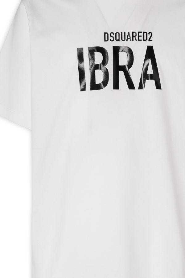 Dsquared2 Ibra Over Cotton Jersey T-shirt In White