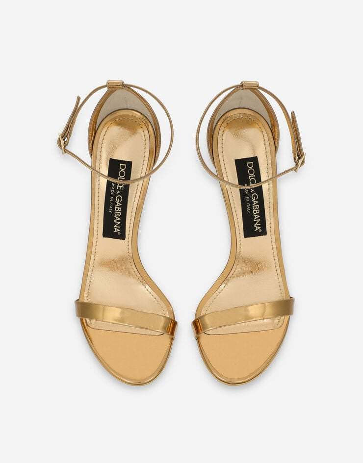 Dolce & Gabbana Keira Sandals In Gold Color Python Leather In Nude