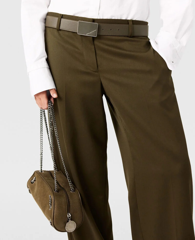 Stella Mccartney Shiny Tailoring Loose Trousers In Green