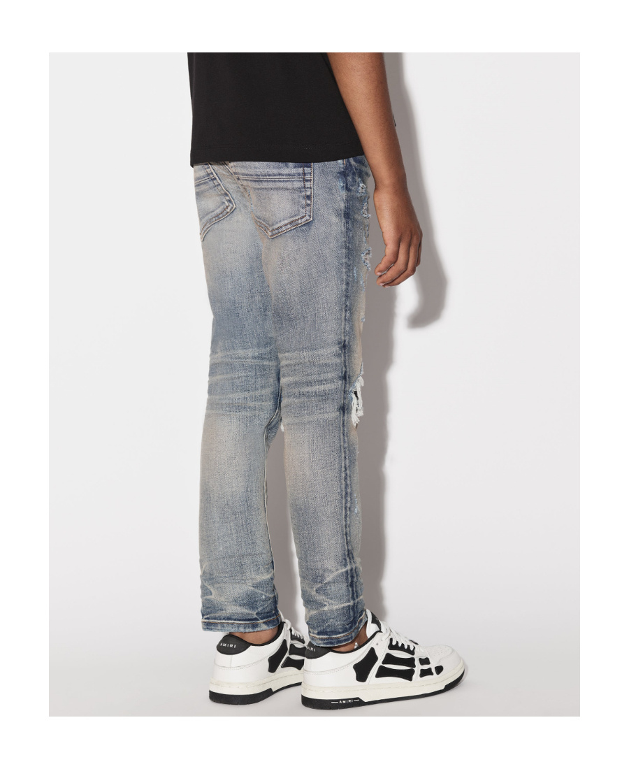 Amiri Distressed Slim-fit Jeans In Gray