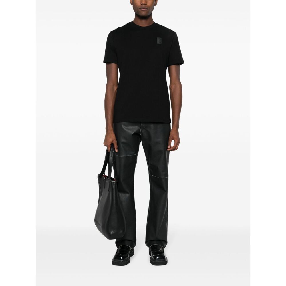 Ferragamo Salvatore  Logo Patch Crewneck T-shirt In Black