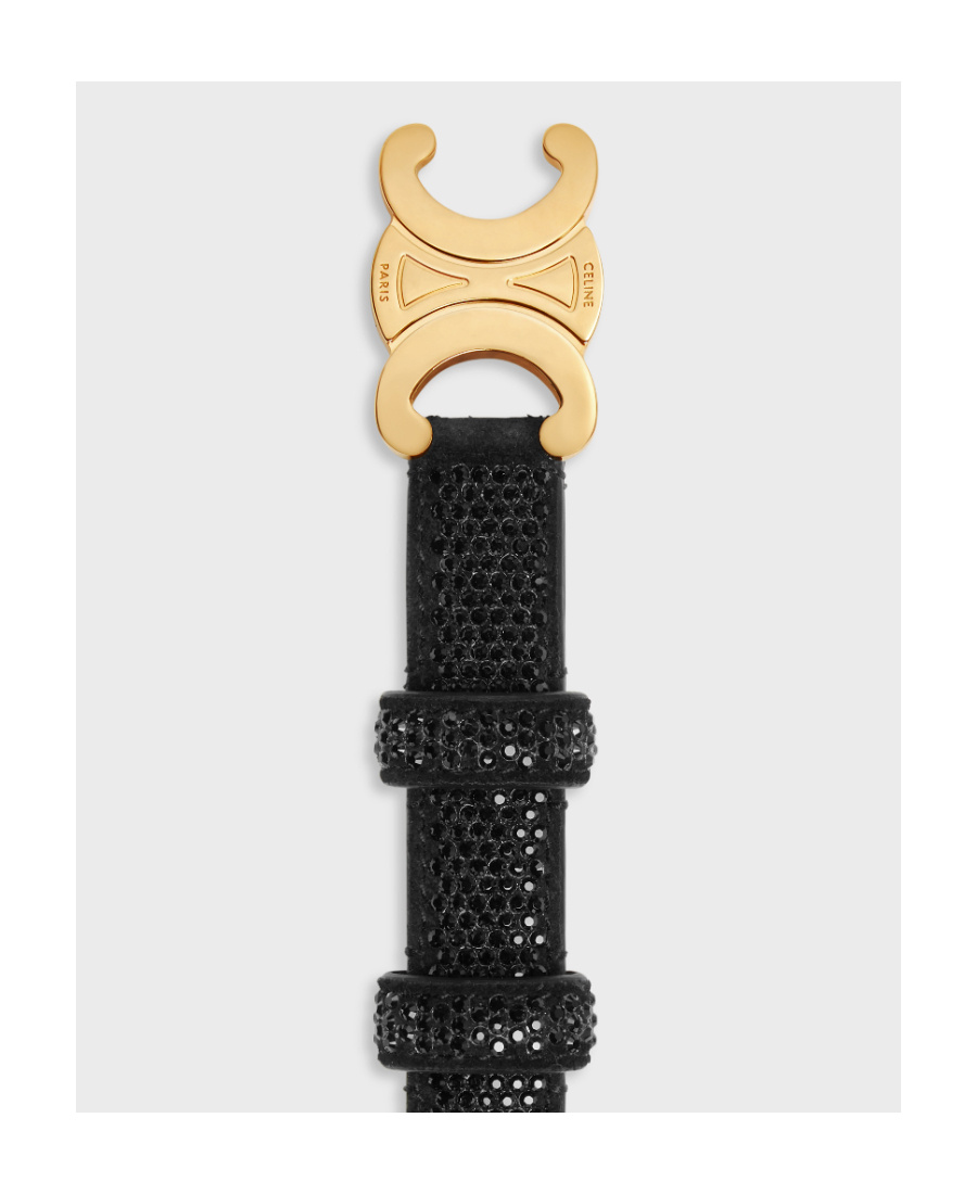 Celine Medium Triomphe Smooth Cattle Leather Belt In Black