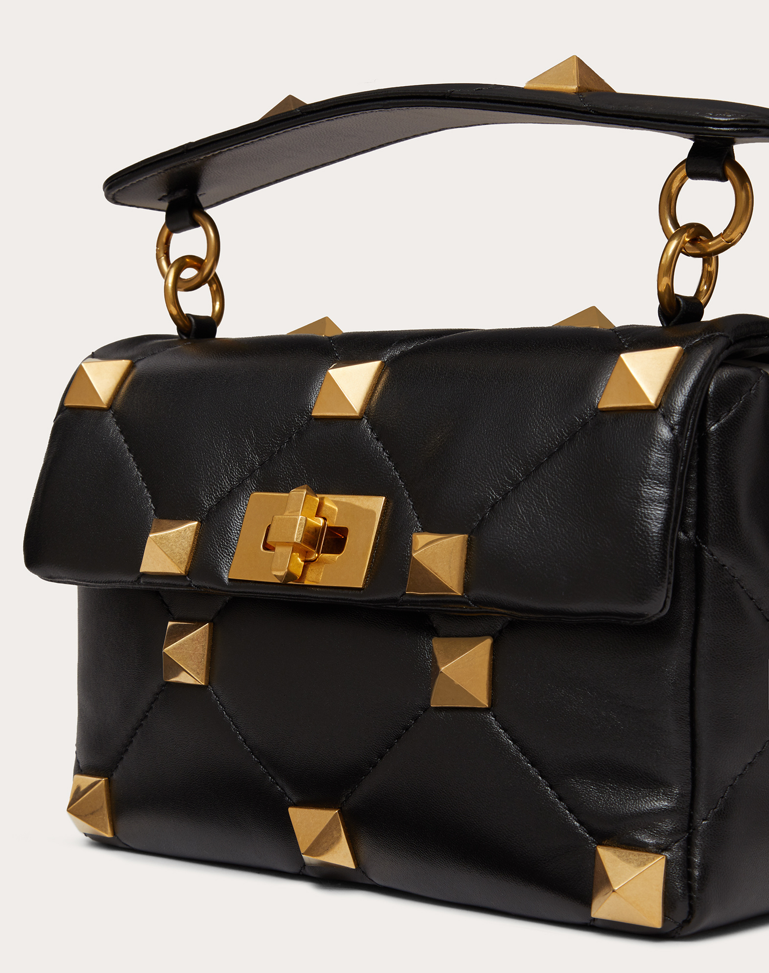 Valentino Medium Roman Stud Chain-link Shoulder Bag In Black