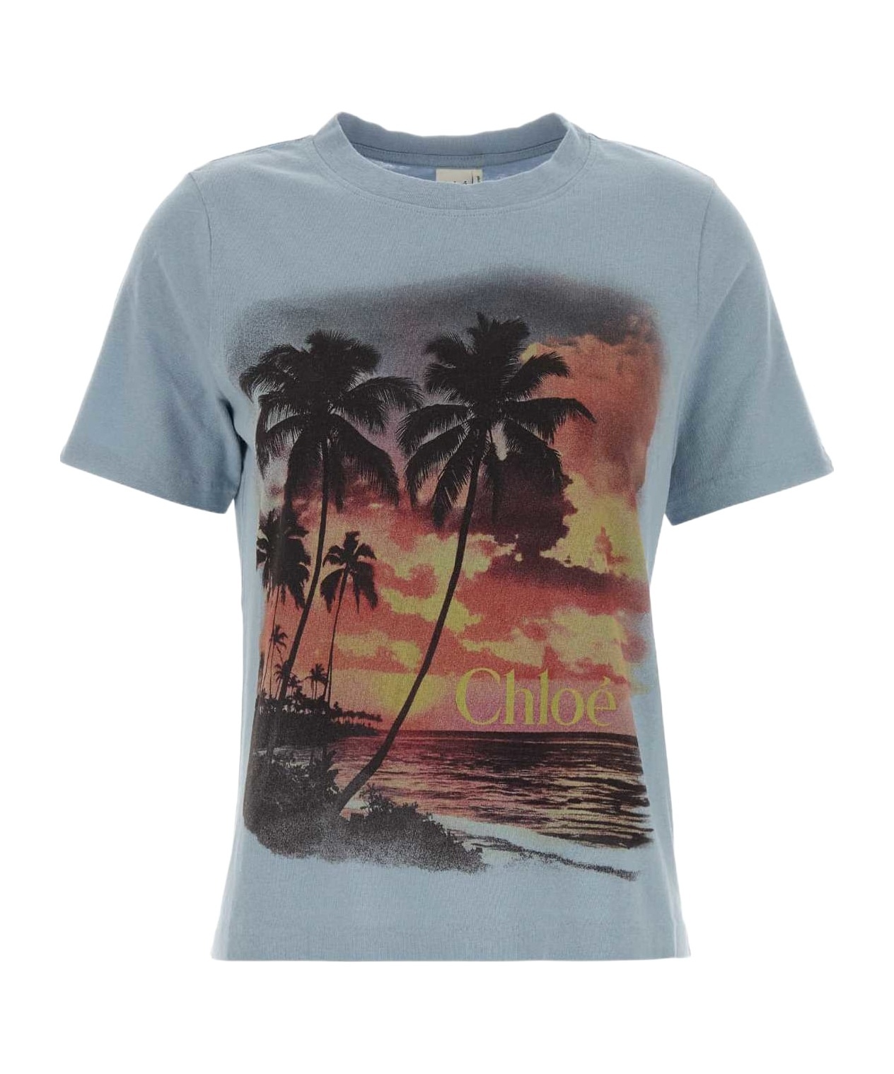 Chloé Graphic Printed Crewneck T-shirt In Blue