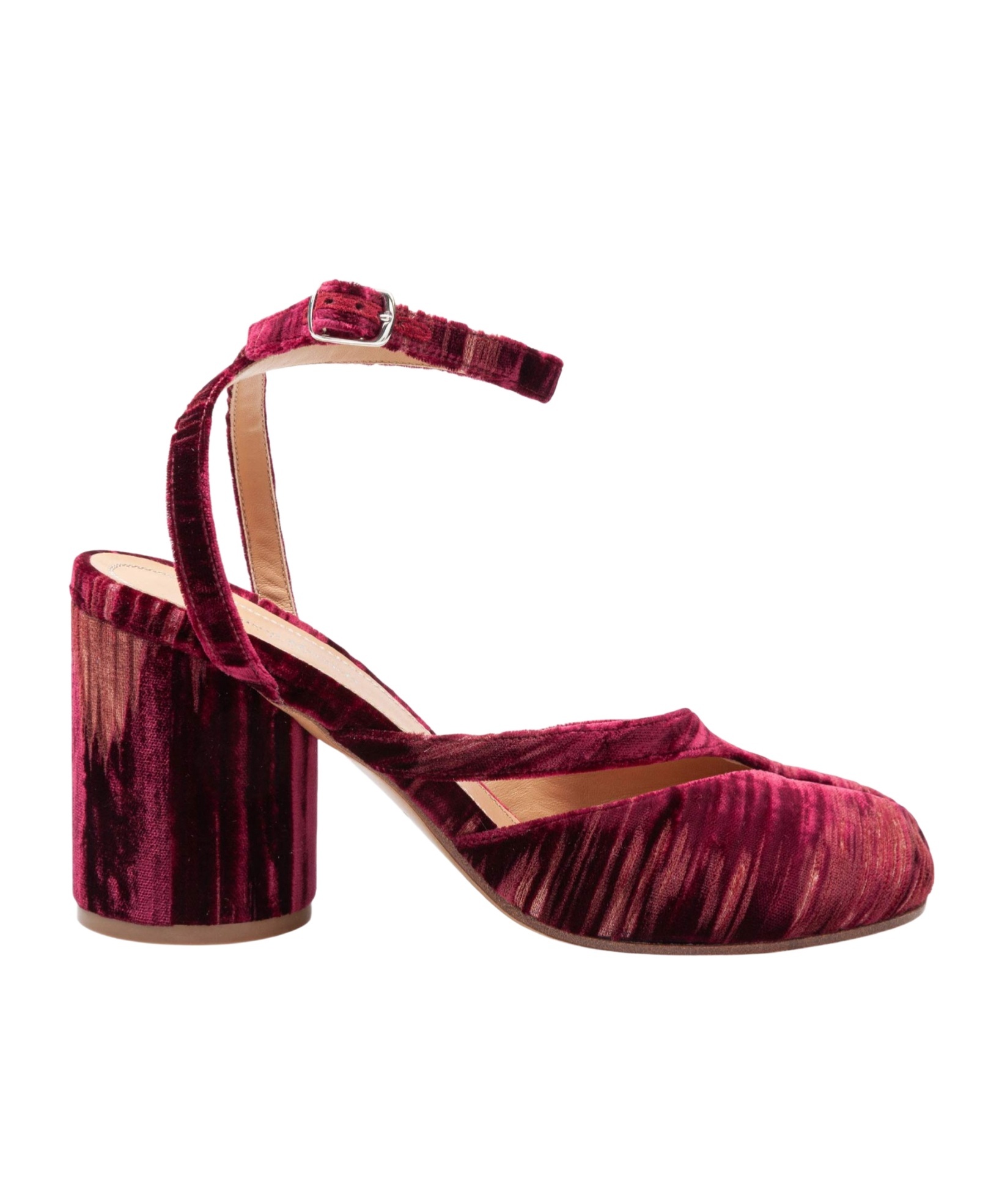Maison Margiela Chenille Tabi Sandals With Asymmetrical Strap In Red