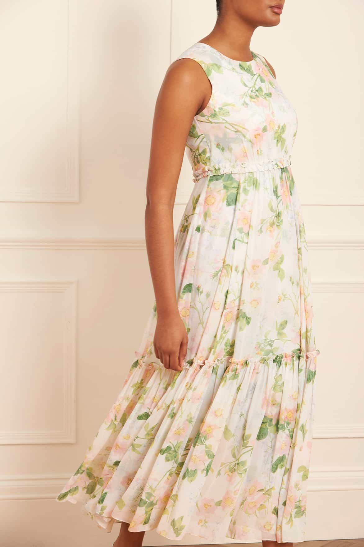 Needle & Thread Cape And Ankle Dress In White