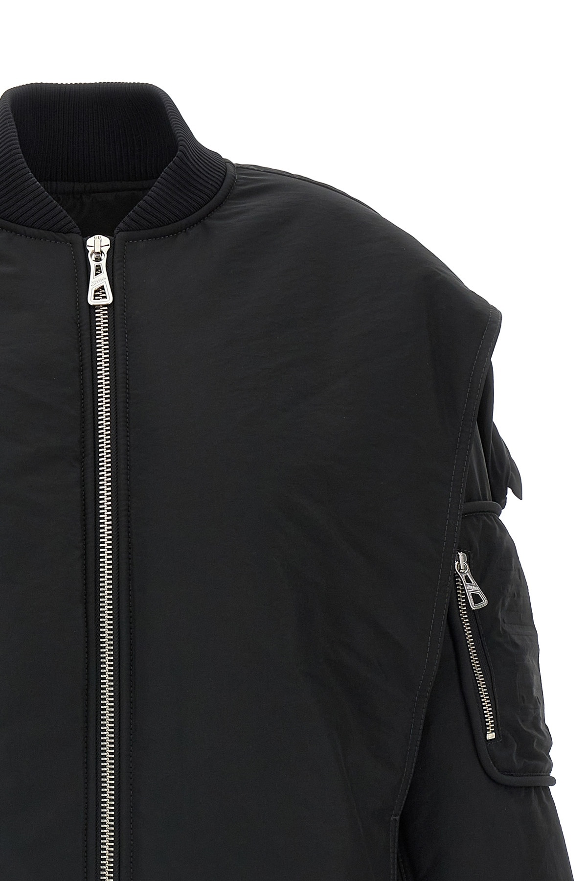 Jean Paul Gaultier Cropped Bomber With Hidden Hood Detail In Black