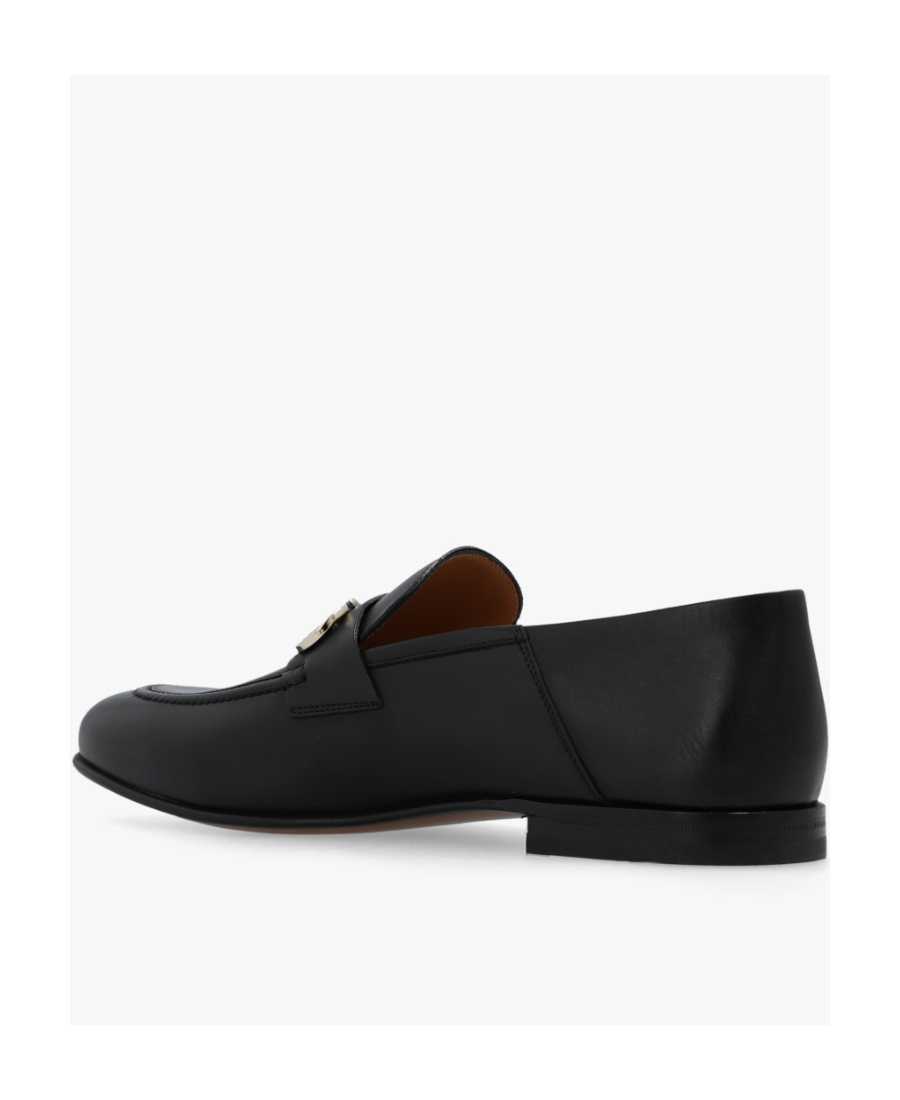 Ferragamo Florio Gancini-plaque Loafers In Black