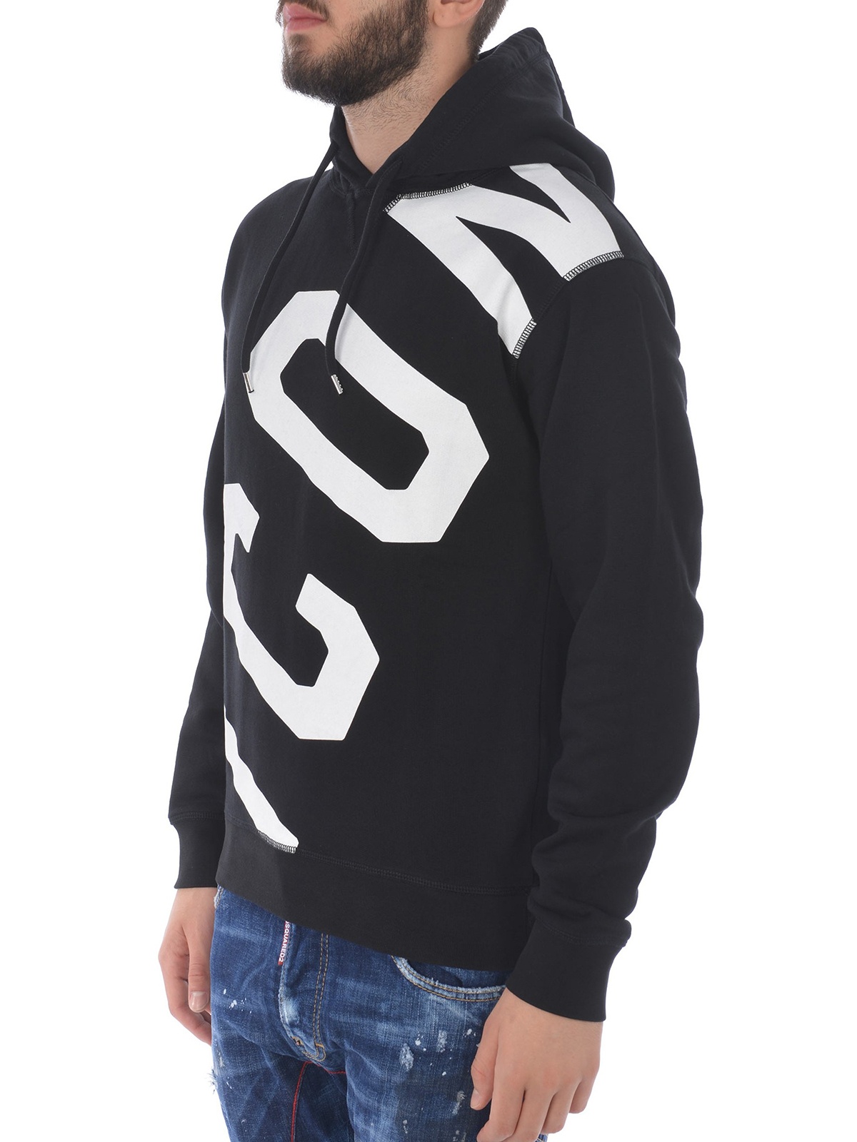 Dsquared2 Logo Hooded Sweater In Black