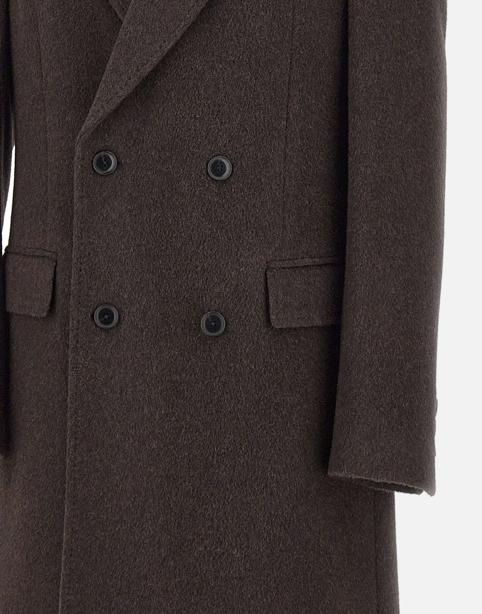 Hugo Boss Cappotto Doppiopetto In Misto Alpaca Marrone Scuro In Brown