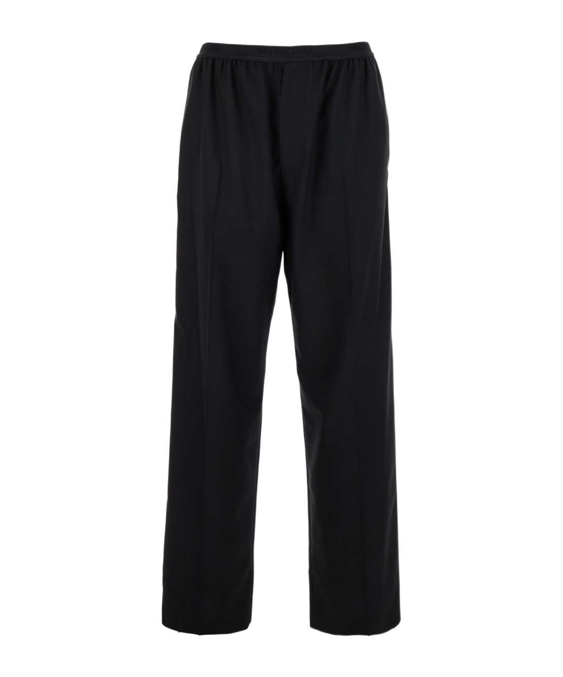 Balenciaga Logo-waistband Loose-cut Trousers In Black