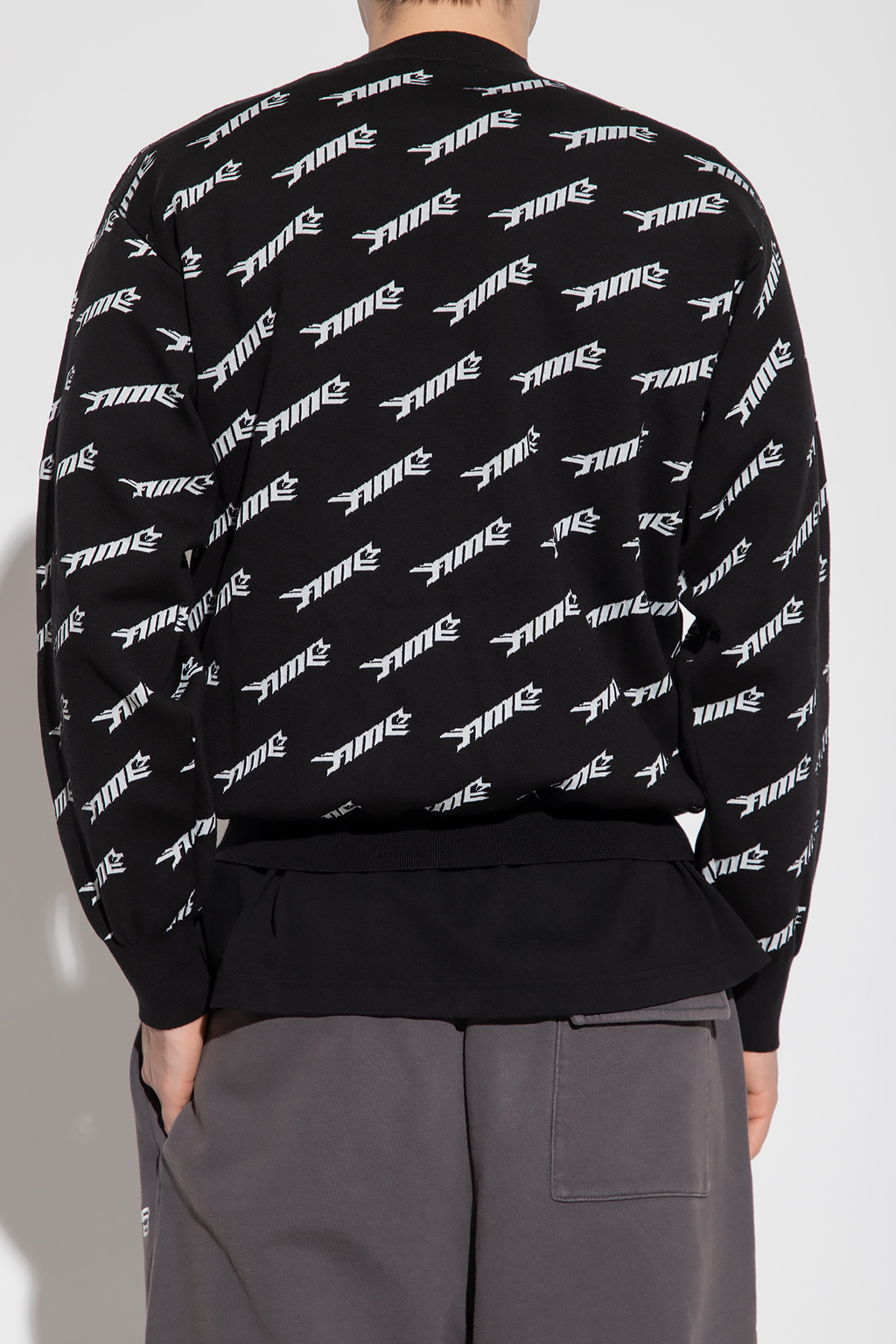 Ambush Embroidered Crew-neck Wool Blend Sweater In Black